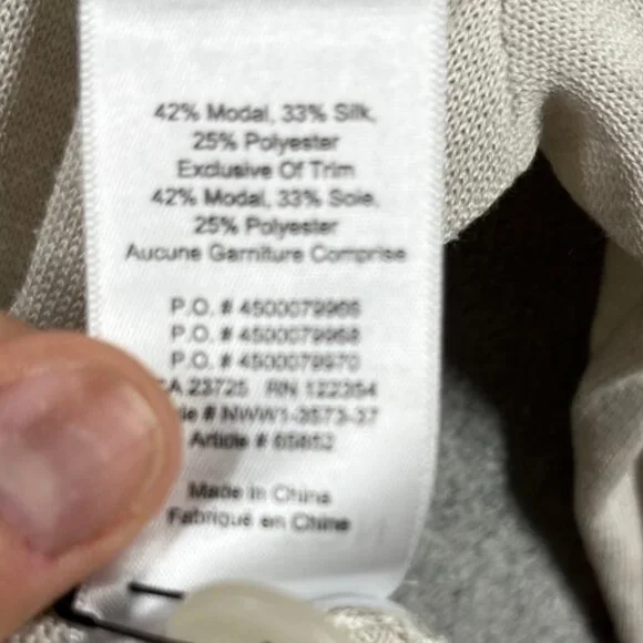 Babaton Cardigan Women Size Medium Cream Nude Button-up V-Neck Finley Silk Blend - Picture 9 of 9